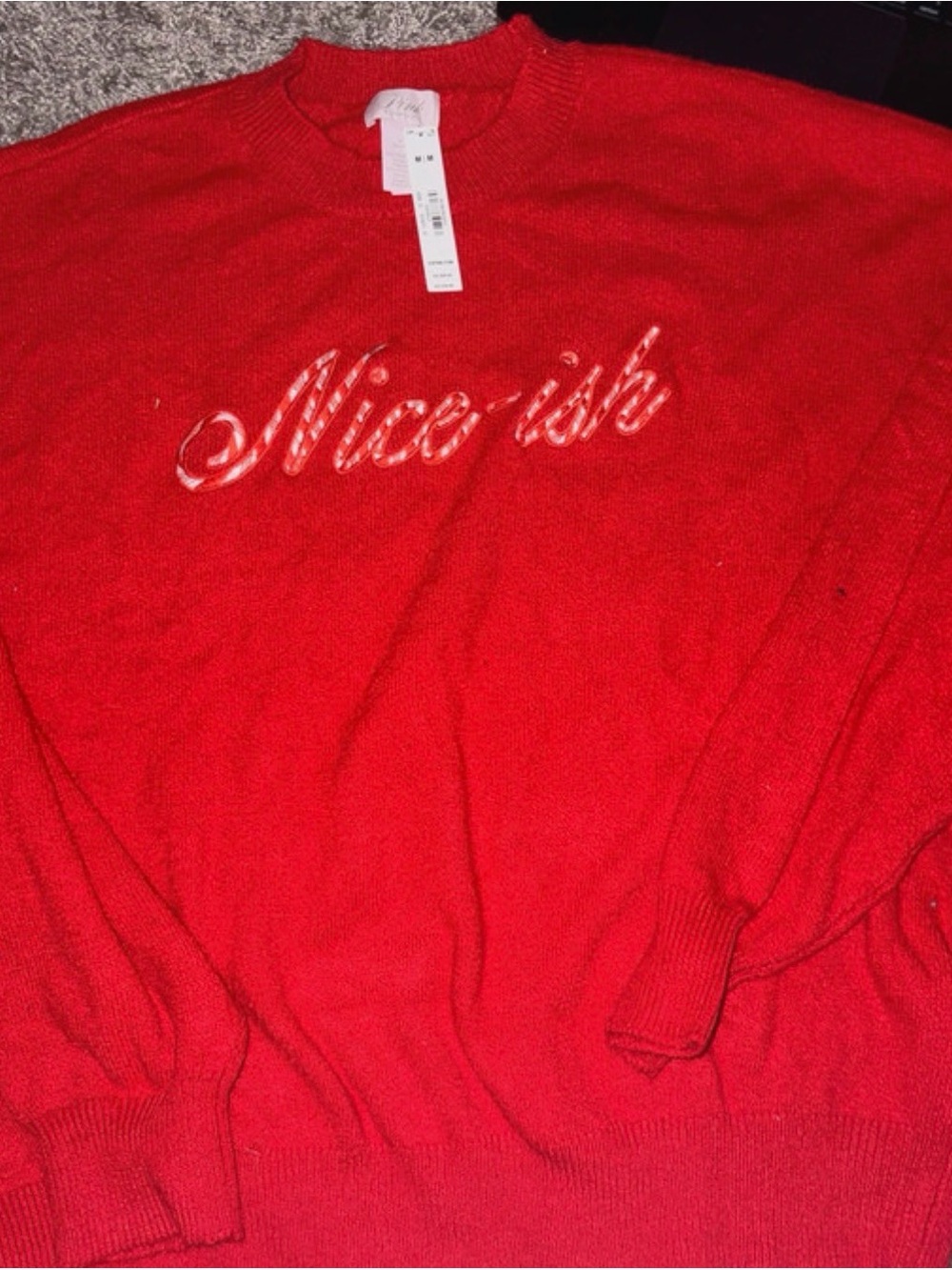 PINK Victoria's Secret Red 'Nice-ish' Crewneck Sweater